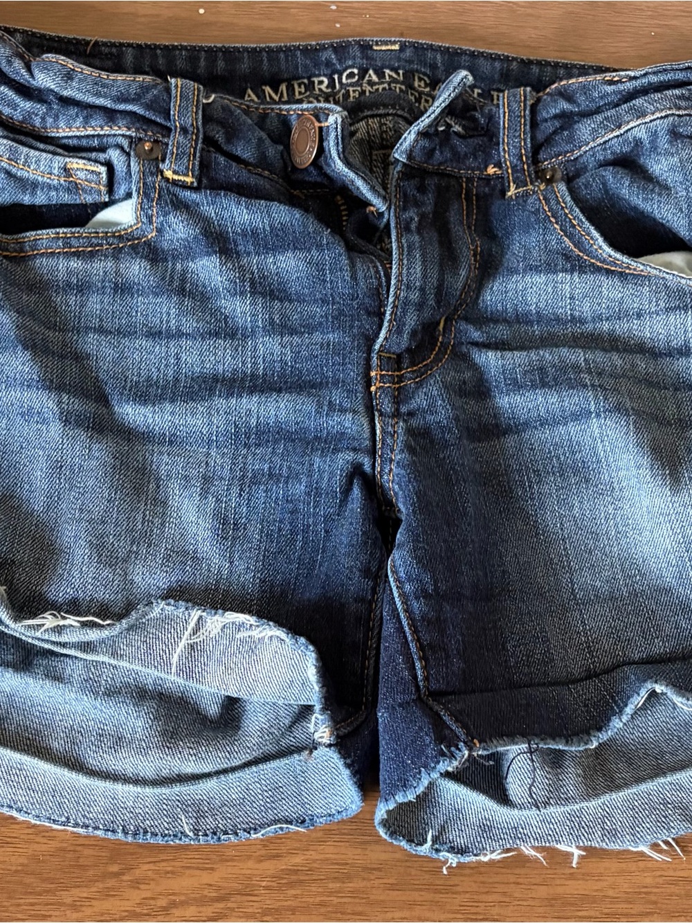 American Eagle Outfitters Women’s Blue Distressed Denim Shorts